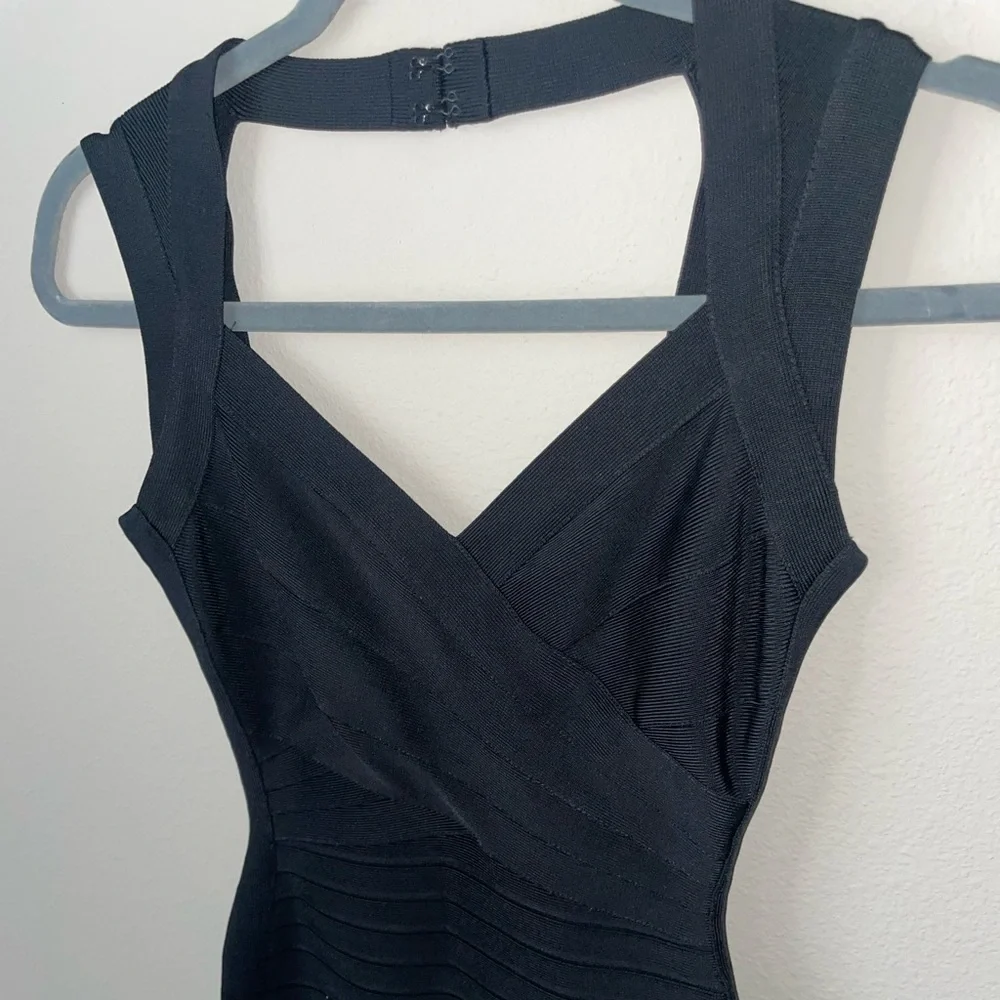 Authentic Herve Leger Black Bodycon Dress XS - Picture 4 of 6
